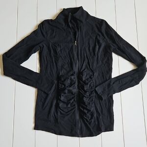 Motherhood Maternity Black Ruched Zip-Up Jacket Size XS
